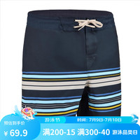 迪卡侬沙滩裤男泳裤温泉裤速干可下水海边度假冲浪裤OVOM -灰色条纹（四分裤） XL
