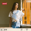 Levi's李维斯24早秋女士褶皱LOGO刺绣短袖T恤 米白色 0018T-0001 XS