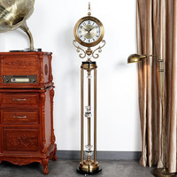 汉时（Hense）客厅石英落地钟创意时钟摆件座钟欧式立钟家用免打孔钟表HG6006 水晶款