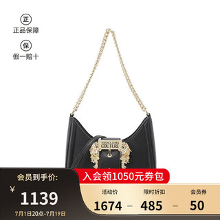 VERSACE JEANS COUTURE范思哲 女士链条月牙包腋下包手提单肩女包75VA4BF5 ZS413 899 黑色BAROQUE搭扣