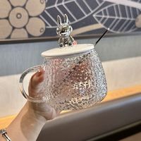 乐维雅 ins风可爱耐热玻璃水杯女生马克杯带盖勺办公室咖啡早餐杯