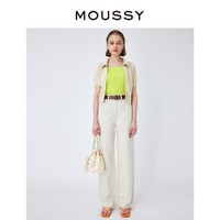 MOUSSY 摩西 春夏新品随性感棉麻高腰直筒牛仔裤女010GSA11-0550