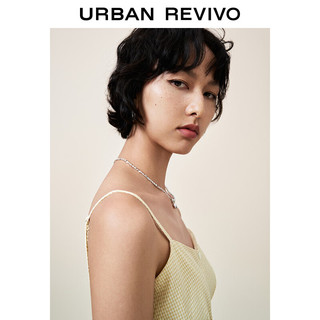 URBAN REVIVO 女士田园风撞色格纹纽扣吊带连衣裙 UYY740003 橘黄格子 XL