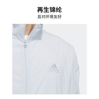 adidas休闲宽松梭织立领夹克外套男装男装阿迪达斯轻运动 浅蓝 3XL