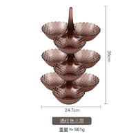 耐持 网红可叠加多层点心盘干果盘创意客厅三层水果盘茶几糖果零食盘 酒红色/三层