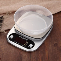CHANGXIE 长协电子 高精度电子秤厨房克数称重器家用电子称克秤小型食物秤调料烘焙克重称迷你充电精准克称烘培秤辅食 浅灰色 电池版3kg/0.1g+托盘