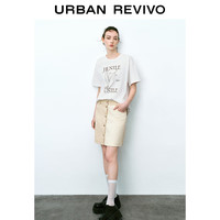 URBAN REVIVO 水果系列 女装拼色排扣半身裙 UWU540047 粉卡其 XXS