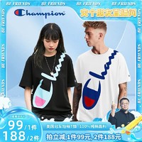 Champion T1919G 男女同款过肩大LOGO纯棉短袖T恤