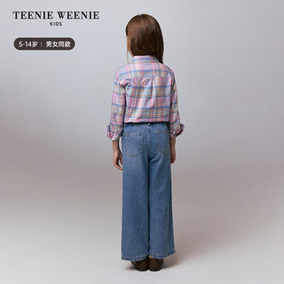 Teenie Weenie Kids小熊童装24秋男女童时尚简约刺绣格纹衬衫 绿色 110cm