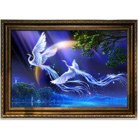 御贡坊椴木拼图1000片成人减压diy创意女儿童玩具国潮装饰 比翼双飞1000片木质拼图