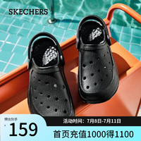 斯凯奇（Skechers）洞洞鞋女夏季女士透气户外沙滩鞋休闲凉拖鞋111514 全黑色/BBK 35