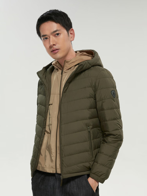 bosideng波司登奥莱秋季羽绒服男新年红基础轻暖短款纯色90绒保暖外套