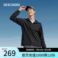 斯凯奇（Skechers）御光|连帽防晒衣2024年夏季男子外套透气拉链吸湿P224M055 碳黑/0018 XL