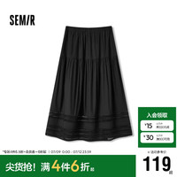 森马（Semir）半身裙女镂空花边温柔系浪漫2024秋季松紧腰宽松伞裙107624120001
