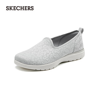 斯凯奇（Skechers）女鞋休闲鞋夏季透气舒适缓震鞋子女一脚蹬健步鞋乐福鞋女138273 浅灰色/LTGY 40