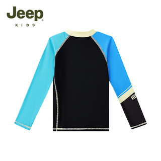 Jeep儿童泳装男童中大童分体防晒游泳训练套装 深蓝 170