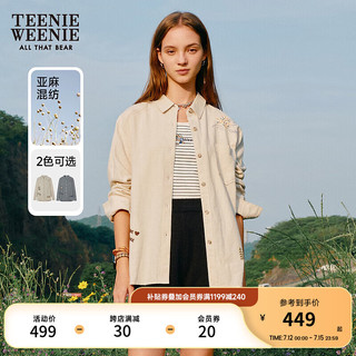 Teenie Weenie小熊可爱阔版长袖衬衫宽松休闲舒适上衣女 卡其色 170/L