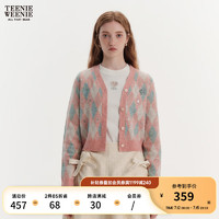 Teenie Weenie小熊春装复古时尚菱形格纹毛针织开衫保暖女 粉色 160/S