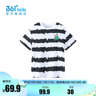 361°361度童装男童短袖针织衫2024年夏季小童T恤 经典黑 101cm