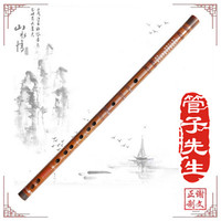 管子先生笛子专业一节苦竹笛子精品横笛演奏考级初学成人儿童女大精制 C调+笛包+全套配件