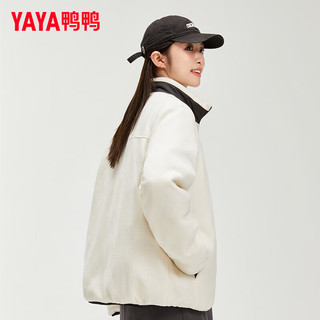 鸭鸭（YAYA）羽绒服男女装短款2024冬季双面穿简约时尚百搭保暖外套HY 米白色 XL