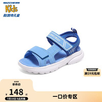 Skechers斯凯奇男童魔术贴休闲凉鞋户外休闲舒适童鞋406510L 浅蓝色/多彩色/LBMT 36