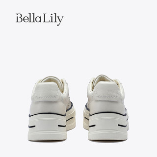 Bella Lily2024夏季蕾丝薄款小白鞋女仙女风板鞋网纱休闲鞋子 米白 35