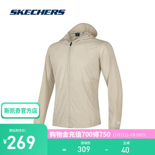 斯凯奇（Skechers）御光连帽防晒衣男2024年春夏新款透气拉链轻薄外套吸湿速干上衣