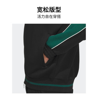 adidas撞色运动夹克外套男装阿迪达斯三叶草IZ1524 黑色/森林绿 A/L