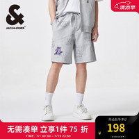 杰克·琼斯（JACK&JONES）NBA联名湖人队图案满印夏新款宽松浅花灰色针织短裤男装22429F008 浅花灰色G41 浅花灰色G41 1