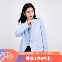 秋水伊人通勤小西装女春修身一粒扣百搭直身修身西服显瘦外套女 蓝色 S