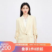 秋水伊人通勤小西装女春修身一粒扣百搭直身修身西服显瘦外套女 黄色 M