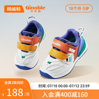 基诺浦（ginoble）学步鞋 童鞋春秋款1岁-5岁儿童机能鞋软底宝宝鞋子TXG960 白色/鲜蓝/活力橙-升级版光面 150mm_内长16/脚长14.6-15.5cm