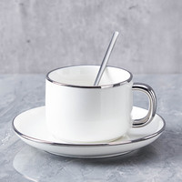 友来福咖啡杯轻奢高档欧式咖啡杯套装高颜值拉花杯碟拿铁杯下午茶 白色-单杯碟