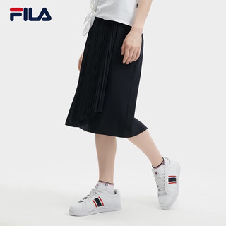 FILA 斐乐女士梭织裙2024时尚不规则拼接褶皱半身裙 165/66A/M