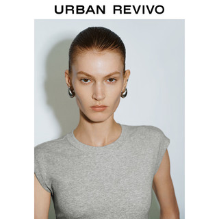 URBAN REVIVO 女士时尚轻熟气质百搭修身短袖T恤 UWM440011 花灰 XL