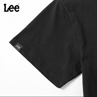 Lee儿童圆领短袖T恤2024夏季纯棉舒适宽松运动吸汗透气上衣童装 黑色 150cm