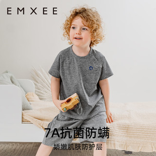 嫚熙（EMXEE）童短袖长裤套装透气天丝棉夏季男女宝宝衣服运动服休闲外 浅藕粉【短裤短袖】 90cm