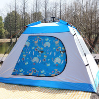 佳佰 户外帐篷公园沙滩儿童防晒加厚大空间3-4人家庭郊游全自动速开帐篷凉亭 卡通蓝