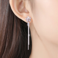 桑玛花朵银女气质流苏甜美耳坠时尚耳饰生日520礼物送女友老婆