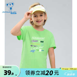 JEANSWEST 真维斯 童装男童2024短袖大童夏季时髦英文图案儿童纯棉T恤KD 草绿2700 140cm