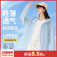 快鱼连帽防晒衣女2024年夏季防紫外线百搭超薄梭织防晒服 14P5005彩蓝 M