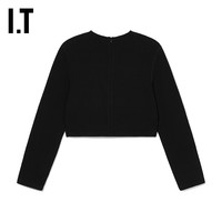 IT CALVIN LUO女装纯色长袖上衣摩登时髦扭结短上衣F031BKXM