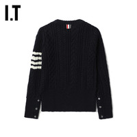 IT THOM BROWNE男装圆领针织衫简约条纹嵌花合身羊毛衫Y1506M