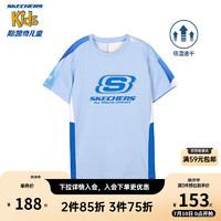 Skechers斯凯奇速干男童运动夏季童装儿童透气圆领短袖T恤衫P223B005 月白蓝/02P8 150cm