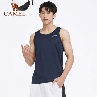 骆驼（CAMEL）男士运动背心春夏透气快干轻盈舒适休闲背心 J1S29O3112，藏蓝 3XL