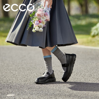 爱步（ECCO）皮鞋女 24年夏季厚底增高玛丽珍女鞋英伦风小皮鞋 新潮216273 黑色21627301001 36