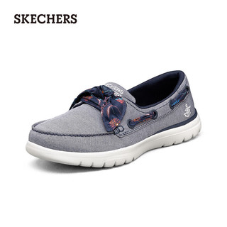 斯凯奇（SKECHERS）女一脚蹬单鞋牛仔蓝色鞋丝带帆船鞋136471 海军蓝色553 35.5 