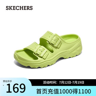 斯凯奇（Skechers）泡泡鞋夏季休闲沙滩鞋凉鞋女鞋厚底舒适软底运动拖鞋女111246 柠檬色/LIME 36