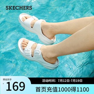 斯凯奇（Skechers）泡泡鞋夏季休闲沙滩鞋凉鞋女鞋厚底舒适软底运动拖鞋女111246 白色/WHT 39